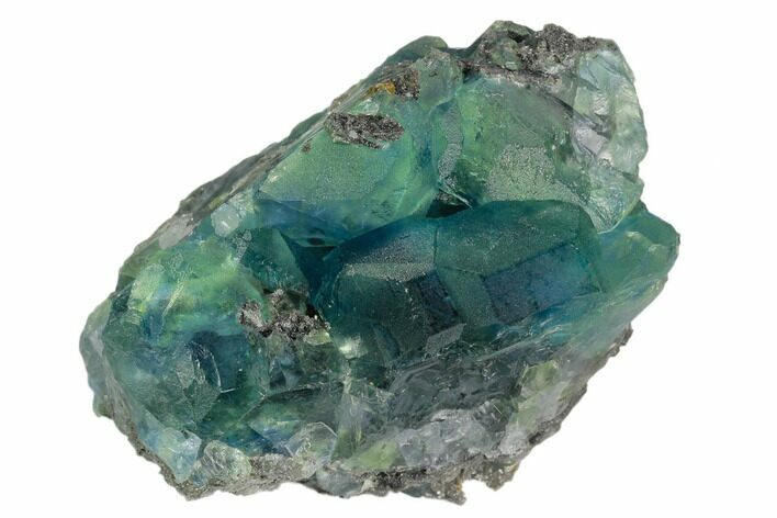 Blue-Green Fluorite on Sparkling Quartz - China #128808